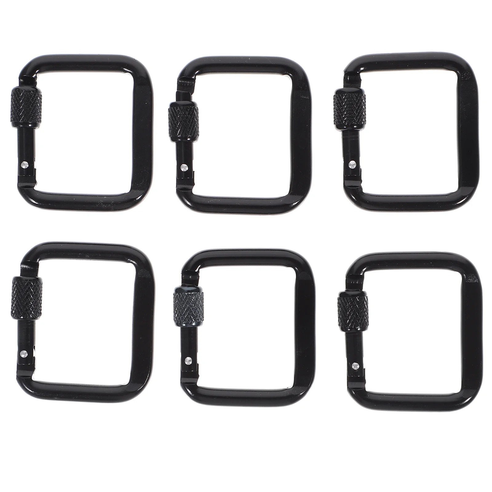 

6 Pcs Camping Button Durable Keychains Portable Buckle Outdoor Mountain Climbing Square Carabiners Practical