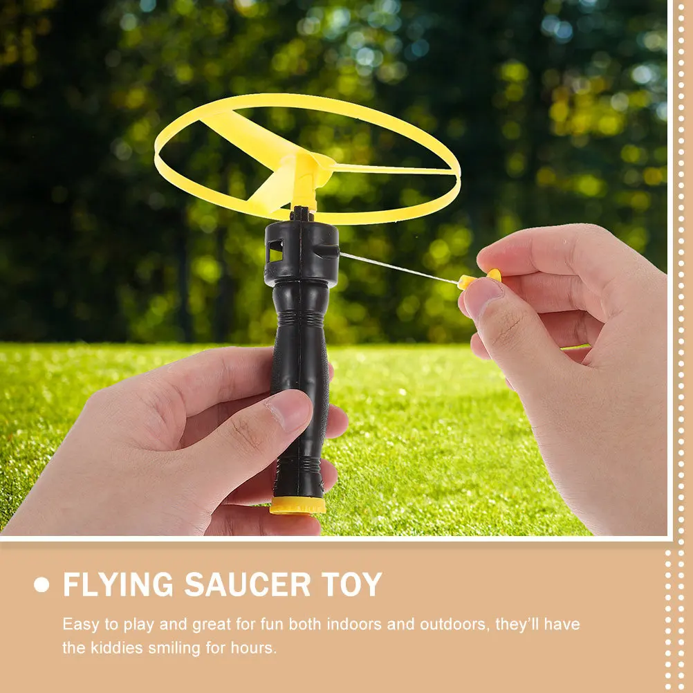10Sets Pull String Flying Disc Launcher Set for Learn Flight Control Gravity Motor Skills Outdoor Playground Party Favor