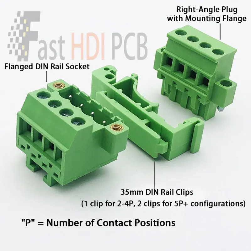 Промышленный клеммный блок 5.08мм Plug-in - Ток 15А, -40℃~+105℃, Лужёная латунь, Винт M2.5 (Доступны полные комплекты 2P-24P)
