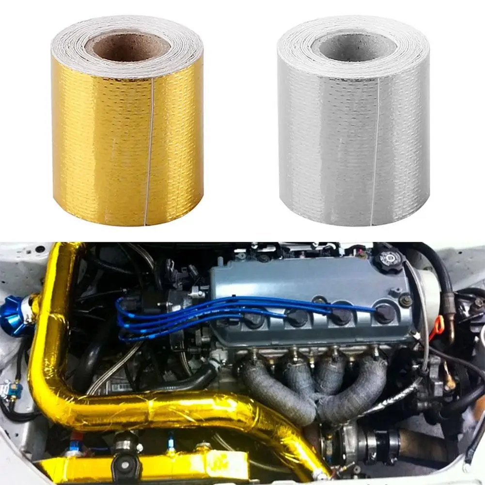 Cinta autoadhesiva reflectante, rollo de vendaje de alta temperatura dorado/plateado x calor, envoltura de 50mm, cinta aislante Universal, 10M T1P9