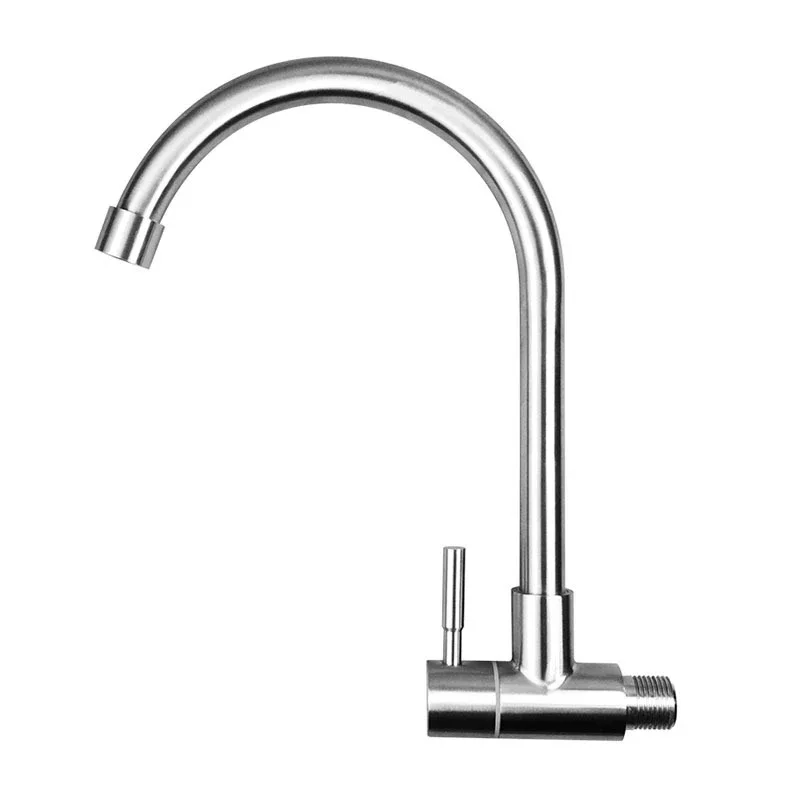 Wall Mounted Stainless Steel Basin Faucet Single Handle Single Cold Mixer Tap 360 Degree Rotation Bathroom Sink Water Mixer Tap