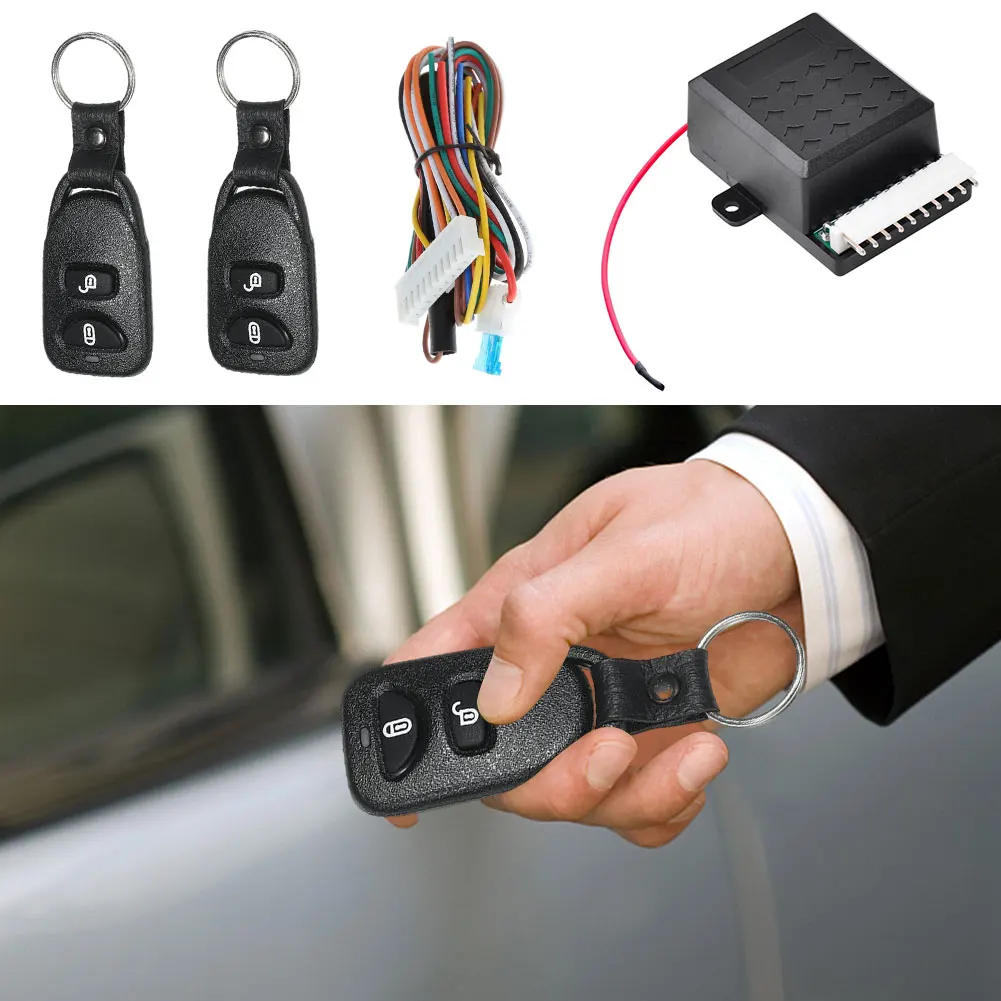 12V Car Door Lock with 2 Remote Control Auto Locking Security Keyless Entry Kit Universal Auto Remote Central Kit Portable