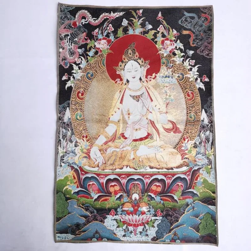 

Оптовая продажа, винтажная парча, вышитая картина Thangka, тибетская белая мама, каллиграфия и живопись, парча 5 на выбор