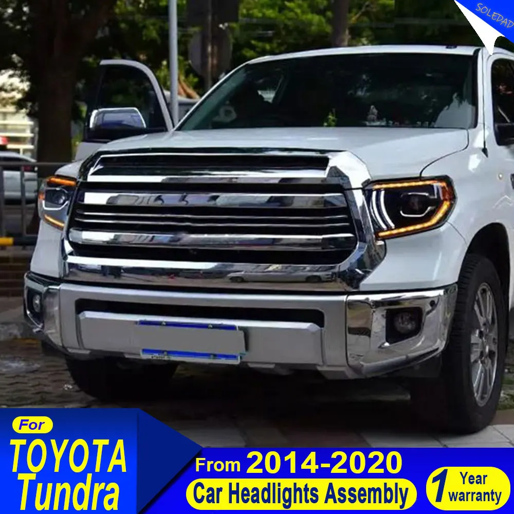 Car Headlight Assembly for Toyota TUNDRA 2014-2020 Dynamic Streamer Turn Signal Indicator LED Daytime Running Light Front Lamp