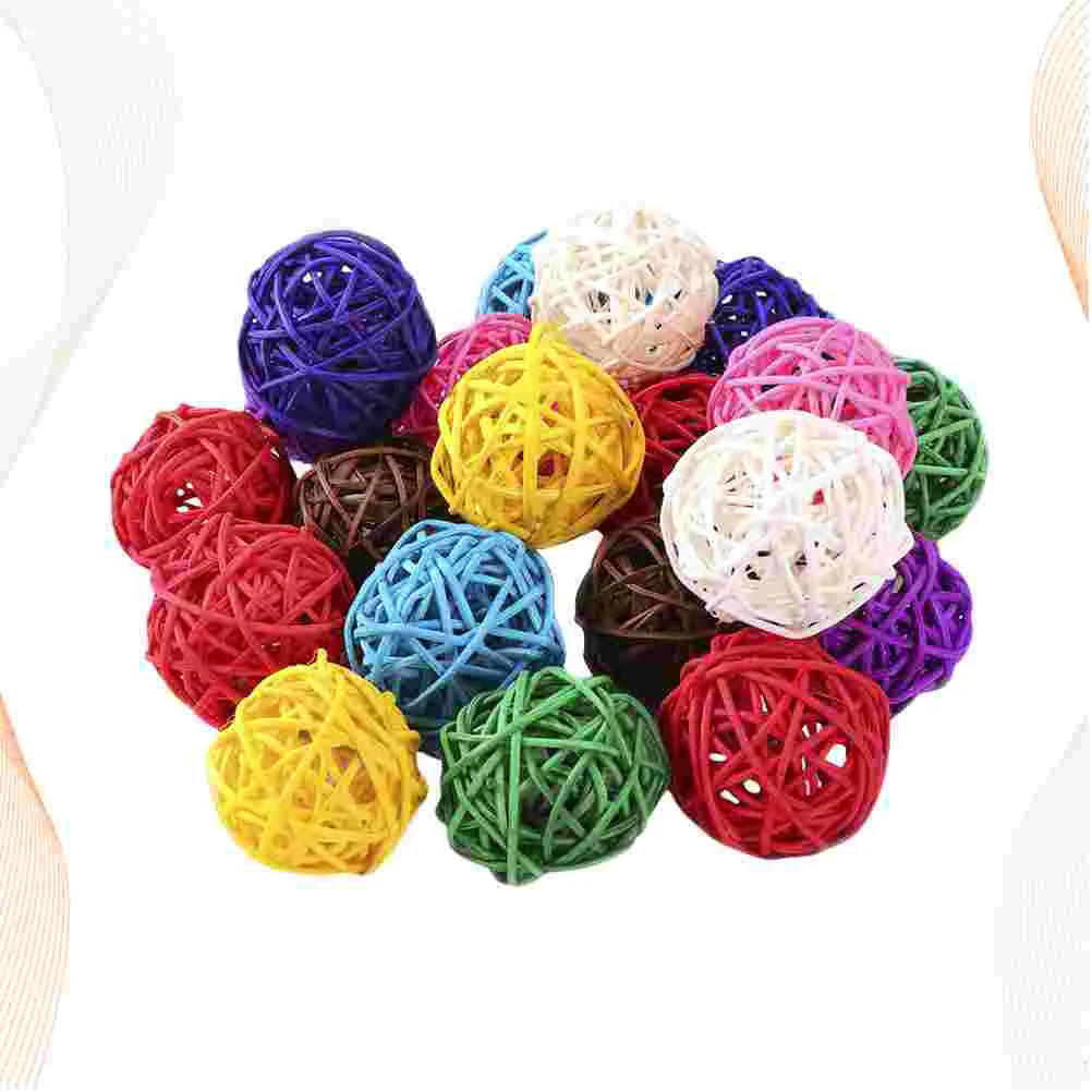 

50 Pcs Red White and Blue Accessories Rattan Vase Decorative Wicker Balls Christmas Filler Garden Party Pendant Baby