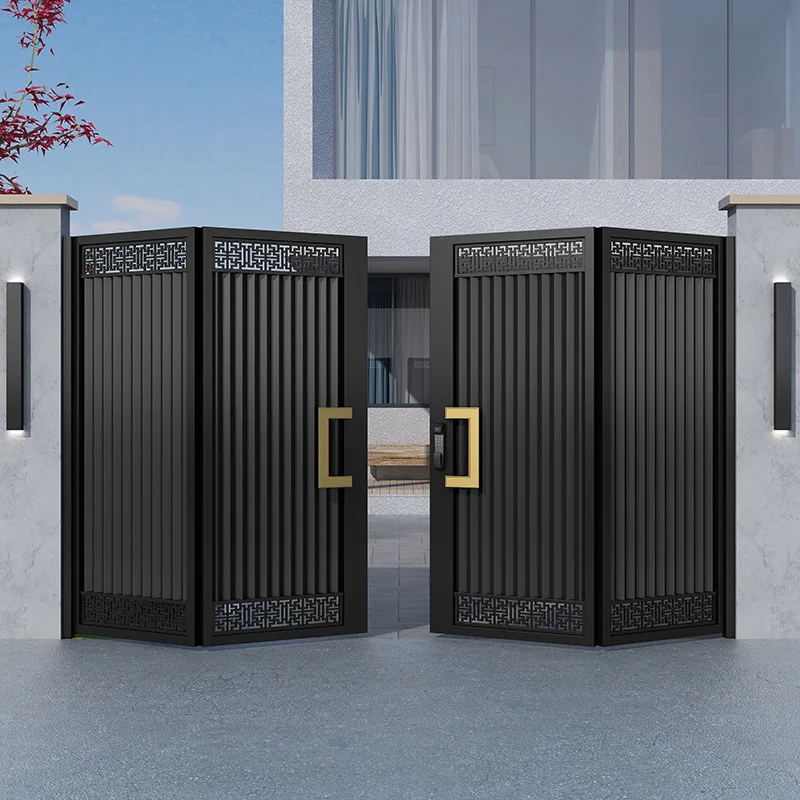 Aluminum alloy courtyard door Outdoor double open electric sliding courtyard door