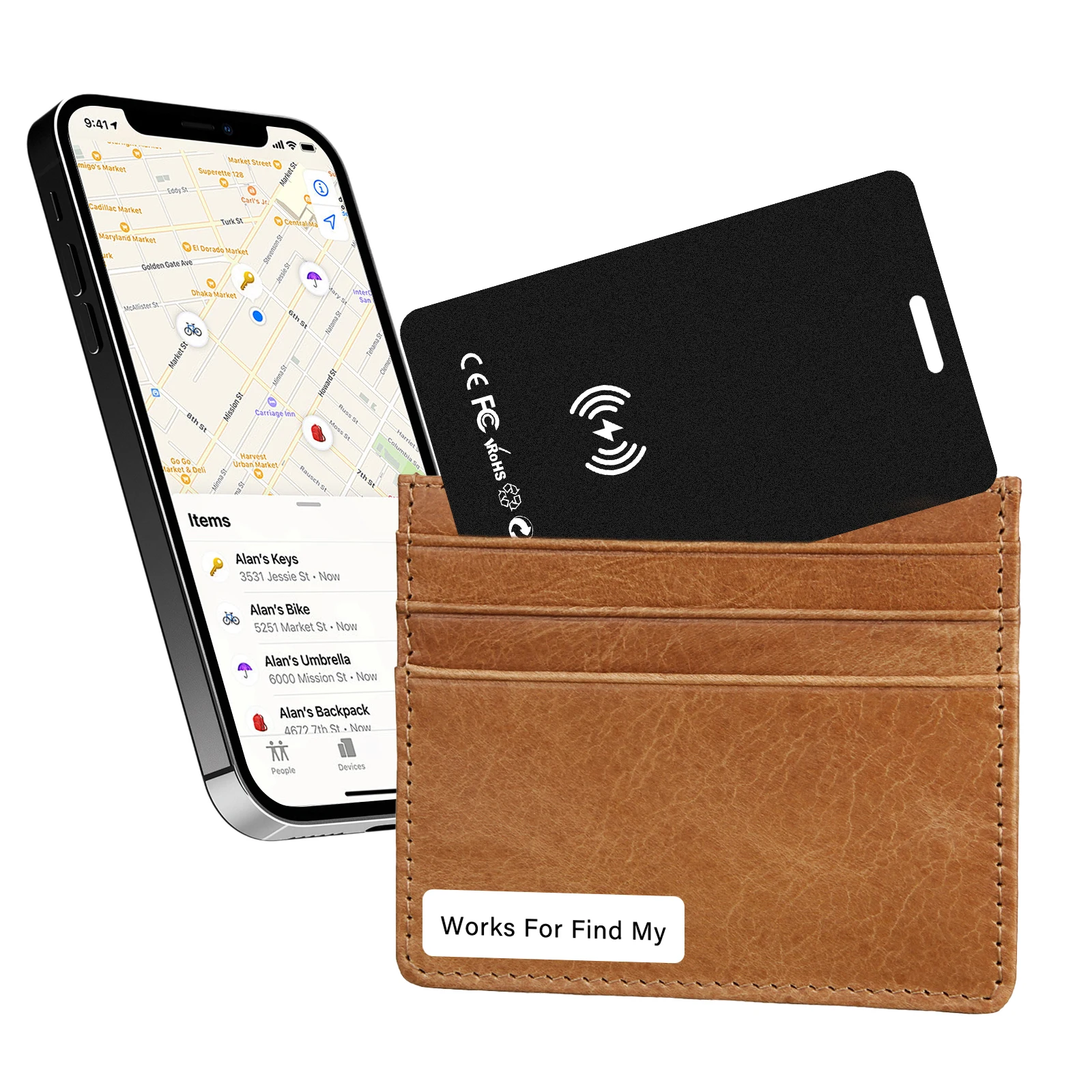 

Portable Smart Wallet Track Card, Ultra-thin Anti-Lost Tracker Card Work with Apple Find My App Mini GPS Tracker for IOS System