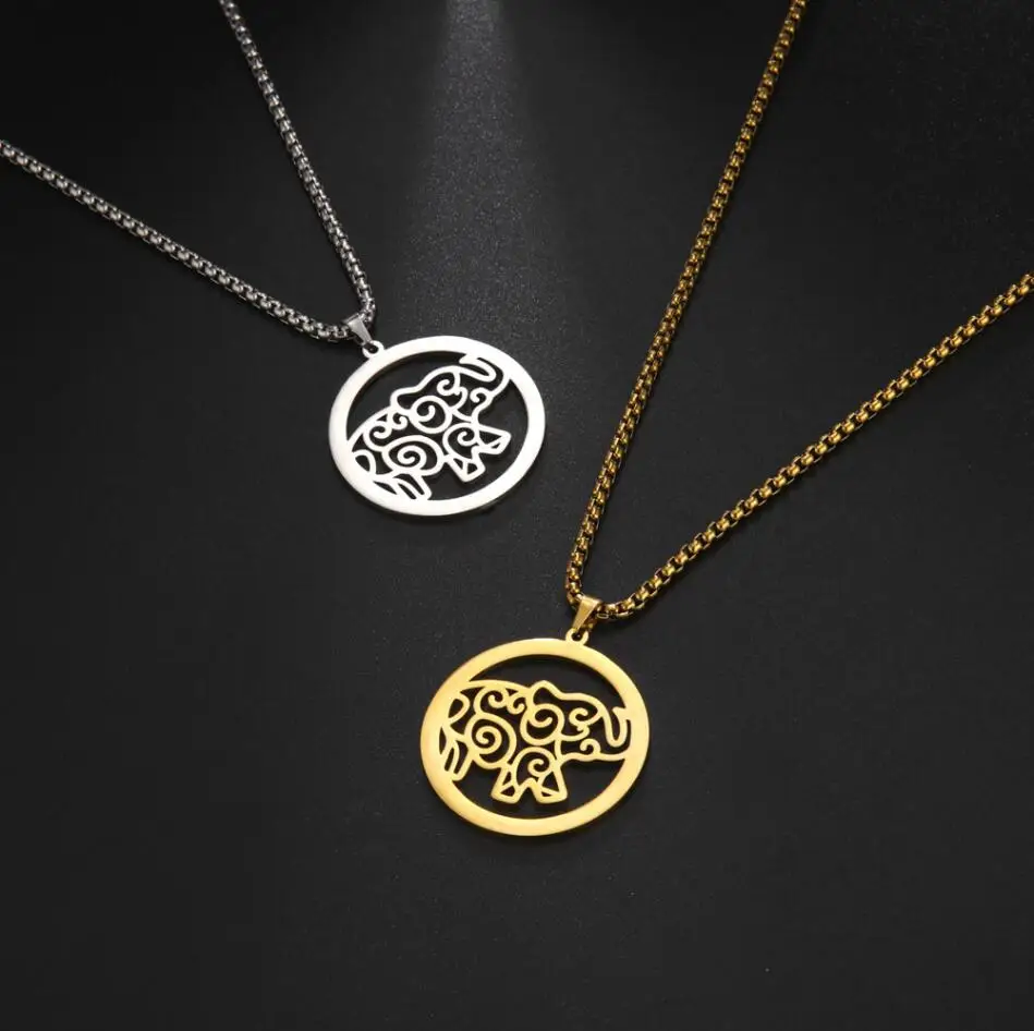 1PC Stainless Steel Necklace For Women Lover's Origami Elephant Pendant Necklaces For Women Gothic Jewelry Collares F1326