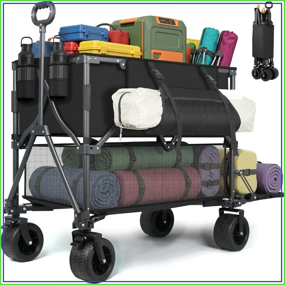 Double Decker Wagon 400L Large Capacity 600LBS Foldable Utility Cart
