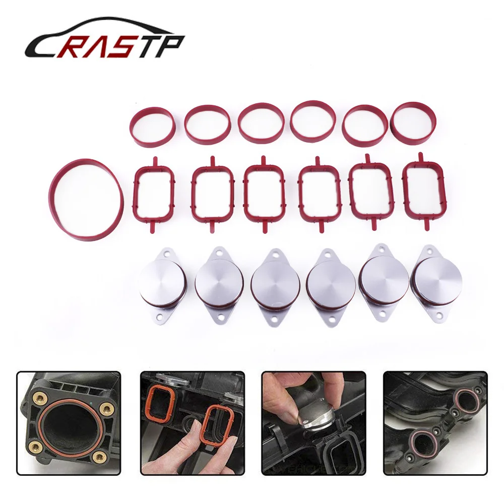 RASTP-33mm 4/6Pcs Diesel Swirl Flap Blanks With Intake Manifold Gaskets Repair Replacement Kit for BMW M57 RS-CR1819