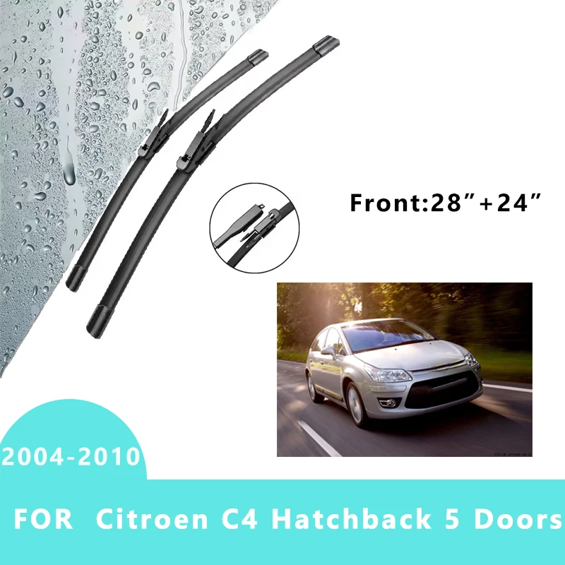 

Car Front Windscreen Wiper Blades Brushes Windshield Window Accessories 2PCS for Citroen C4 Hatchback 2004-2010 28”+ 24“