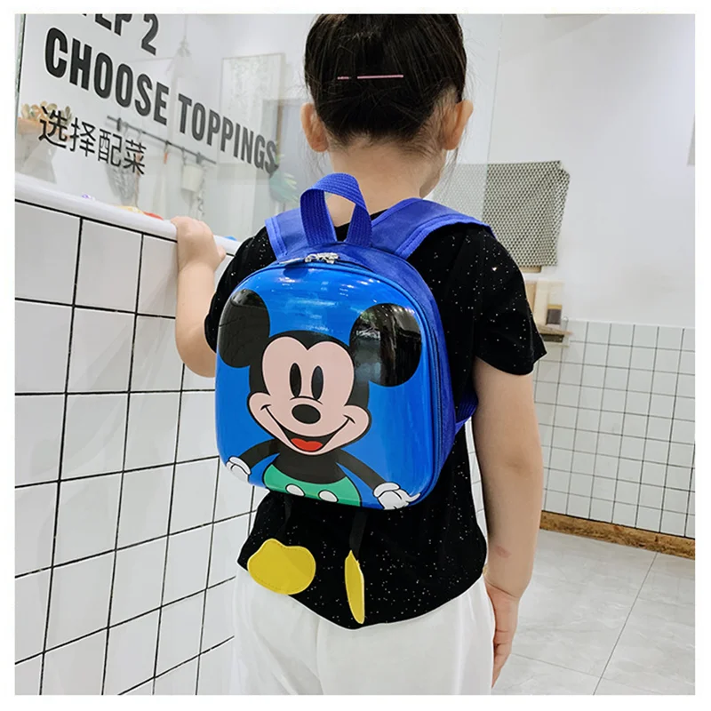 Anime Figure Disney Mickey Mouse Children\'s School Bag Elsa Snow White Minnie Cute Cartoon Egg Shell Boy Girl Baby Backpack Gift