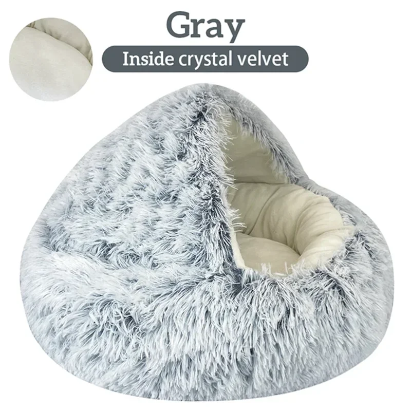 Pet Bed Cat Dog Sleep Bag Cat Nest Kennel For Small Dog Cat Winter Long Plush Round Cushion Cat Dog Pet House Warm Pet Basket