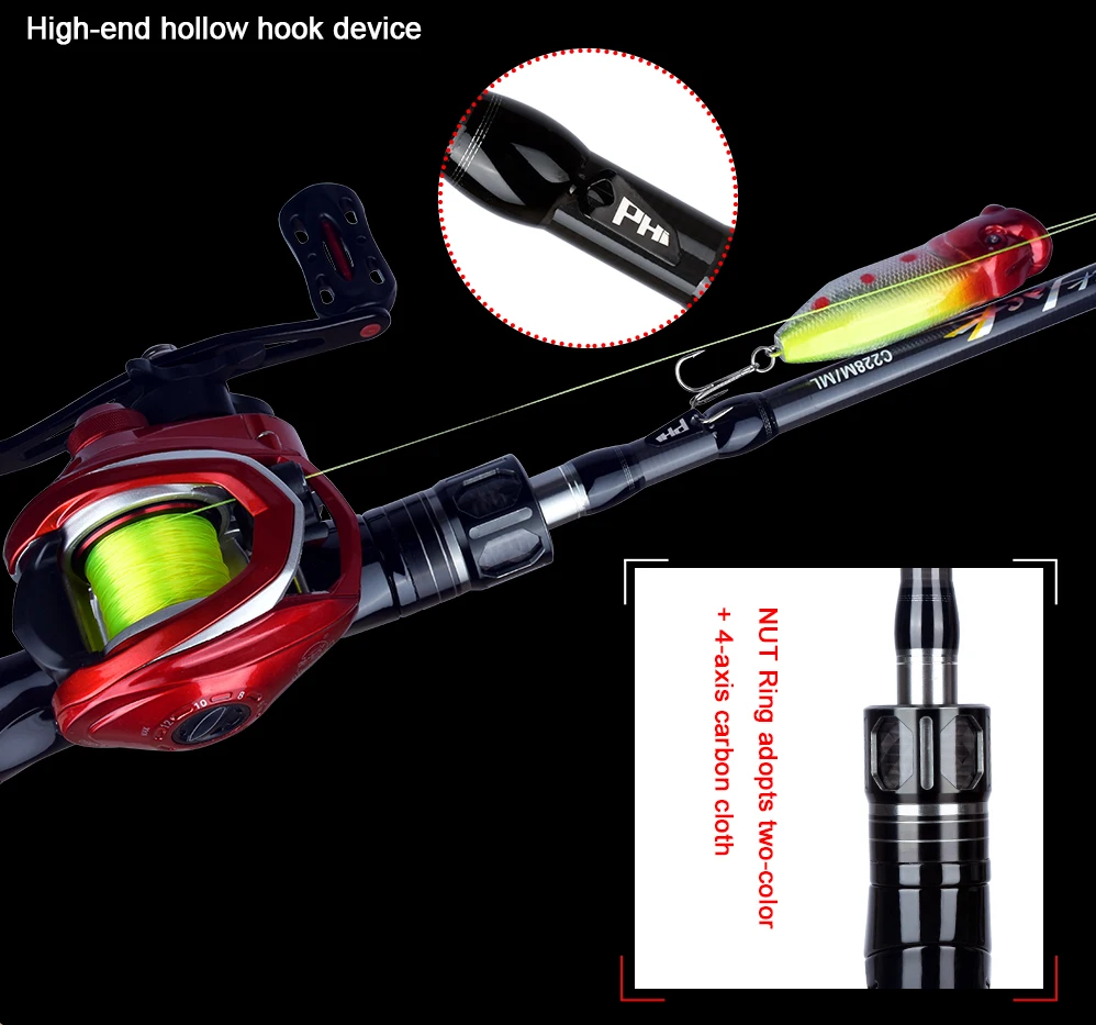 BIUTIFU Spinning Casting Fuji Angelrute 1,8/2,1/2,4/2,7/3,0/3,3m T800 Carbon 2 Spitzen ML/M/MH/H Köder 5-80g Reise-Baitcasting-Rute – Detail 10