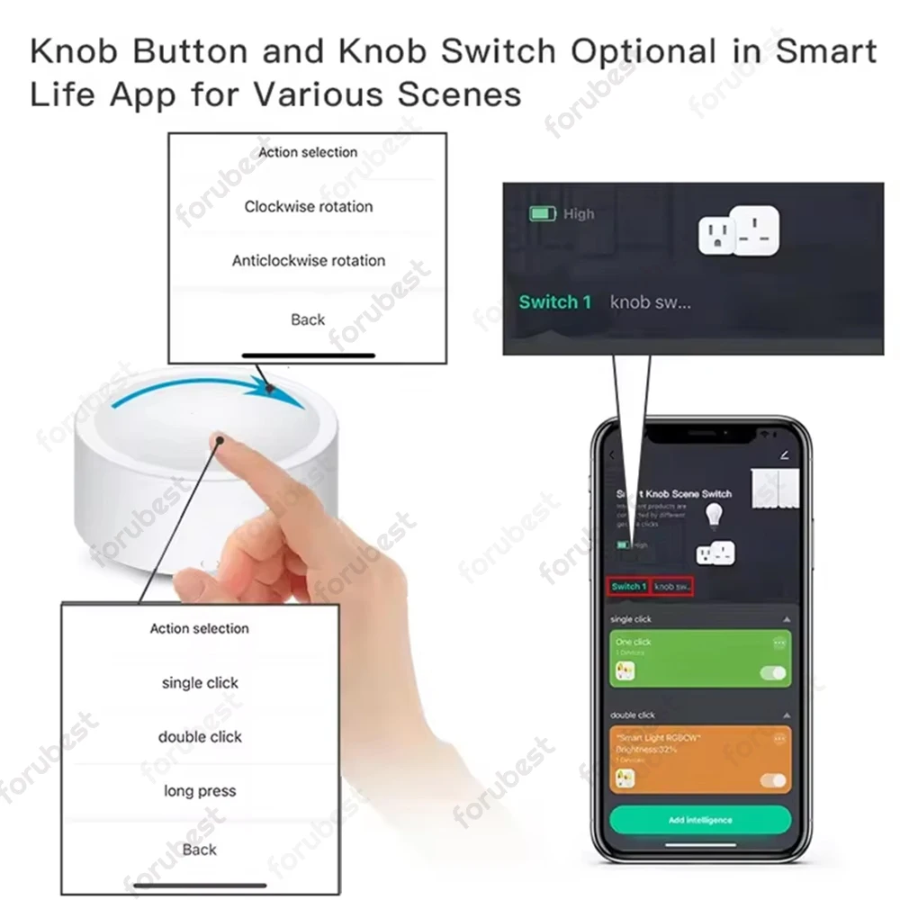 Imagem -04 - Zigbee Smart Knob Switch Ligação Inteligente Interruptor de Cena sem Fio Dimmer Remoto Controlador para Tuya Vida Inteligente Automação 3.0