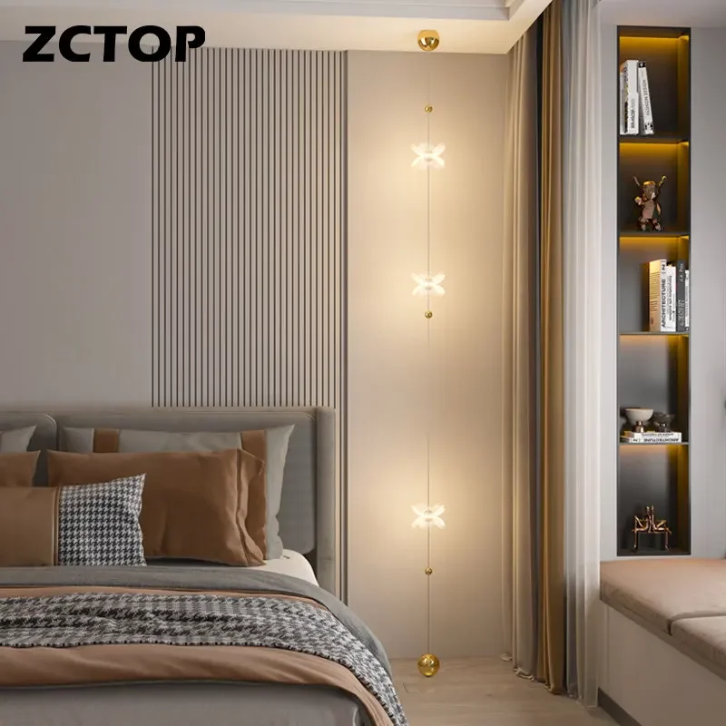 Modern Bedroom Bedside Light LED Pendant Lamp for Living Room Study Room Adjustable Line Strip Hanging Lights Home Decor Fixture