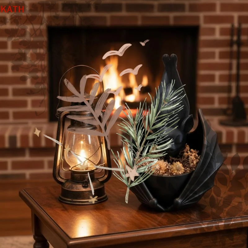 3D Printing Gothic Style Bat: Hanging Planter Creative Whimsical Black Plastic Wing Flowerpot