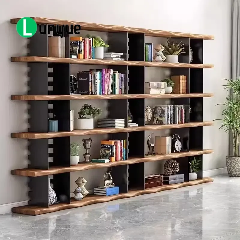 Floor to Ceiling Bookshelf Multi Layer Storage Rack American Style Living Room Furniture Large Capacity Home Organizer