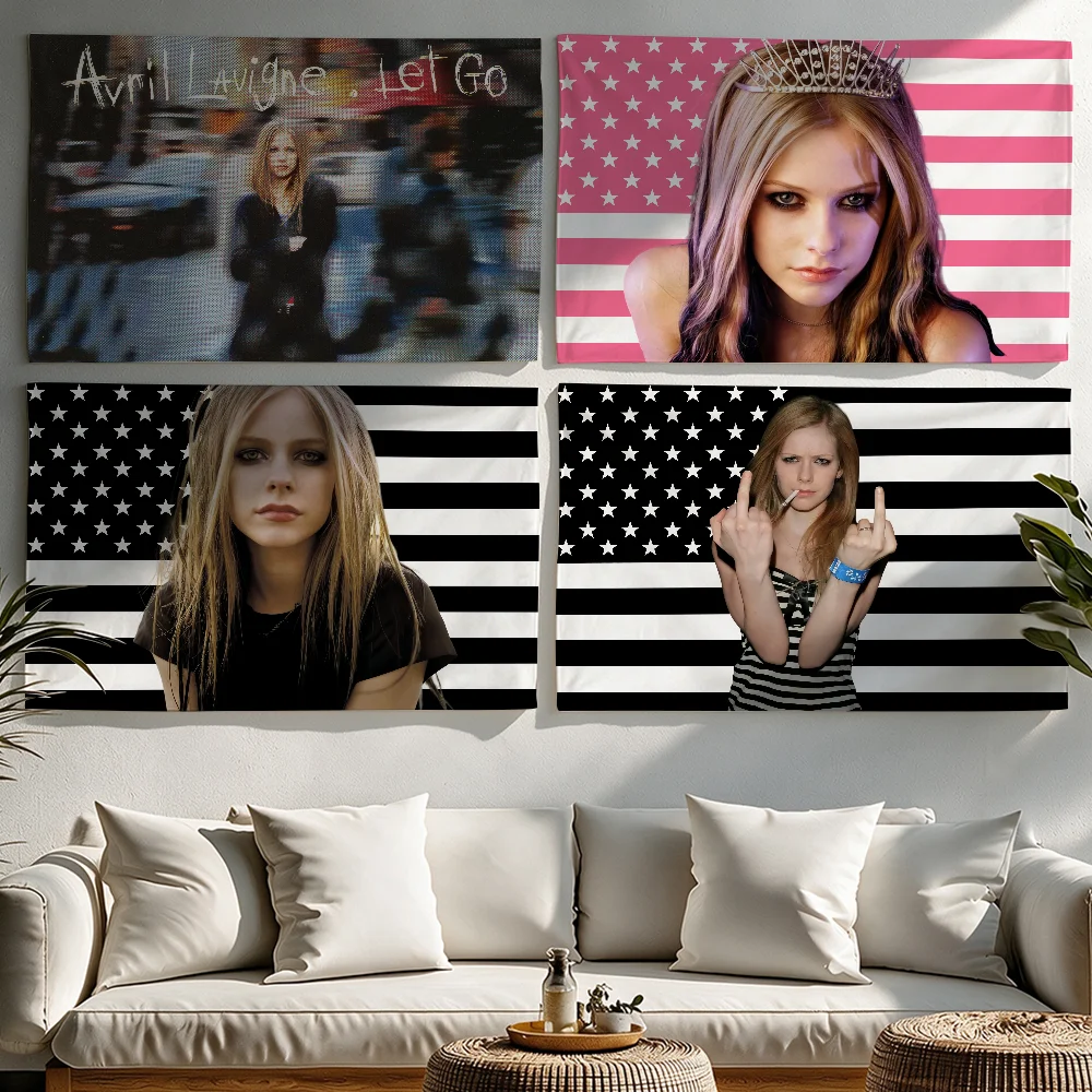 Singer Avril Lavigne USA flag Tapestries Outdoor Parties Bedrooms Living Rooms Dorm Rooms Wall Decor Banners Gifts