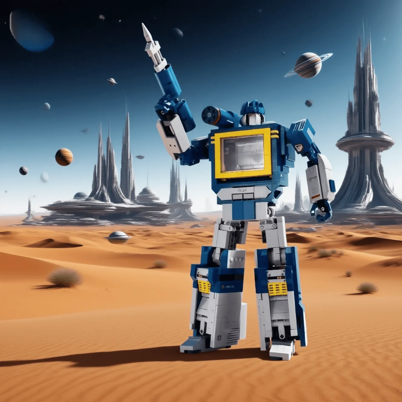 

Home decoration 2026 new interesting blue modular assembly model robot holiday gift 1508pcs brick adult holiday gift