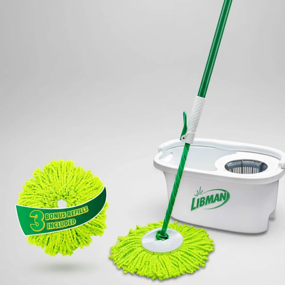 

Premium Spin Mop System with 4 Microfiber Heads | Effortless Floor Cleaning for Hardwood & Tile