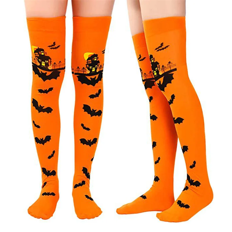 Halloween Cosplay Socking Blood Print Stockings Spider Web Printed Over Knee Bottoming Socks Nurse Stockings Creative Decoration