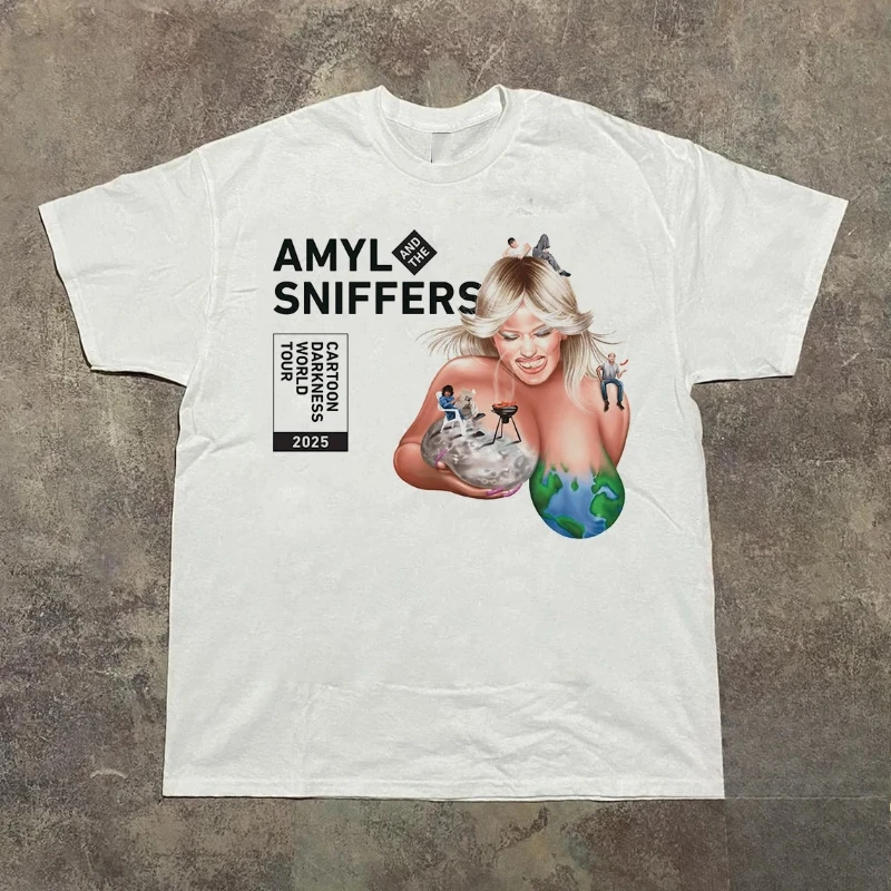 Amyl and the Sniffers Cartoon Darkness World Tour  T Shirt Full Size S- 5XL  Pure cotton men's and women's same street clothing