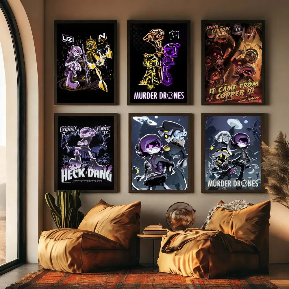 Anime M-murder Drones Painting Calligraphy High-Quality Cotton Canvas Poster Wall Art for Living Room Modern Coffee House Decor
