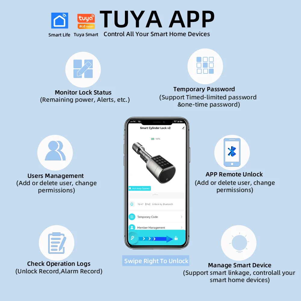 Tuya-生体認証指紋ドアロック,調整可能なシリンダー,長さのパスワード,キー,Tuyaアプリのロック解除,RAYKUBE-L11