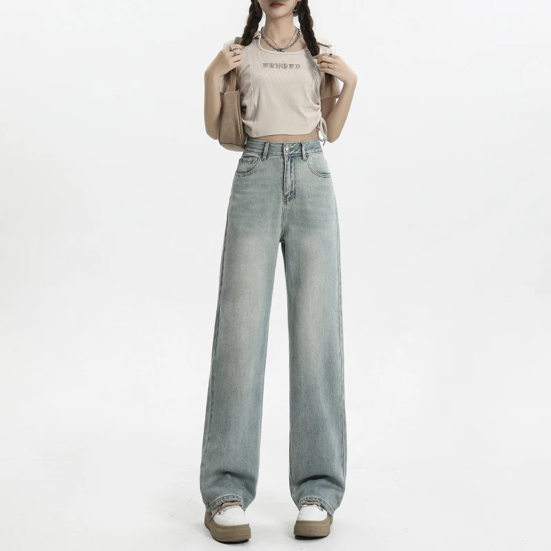 Shascullfites Super Soft And Smooth 2024 High Waist Wide Leg Mopping Pants Bottom Soft Denim Comfortable Loose