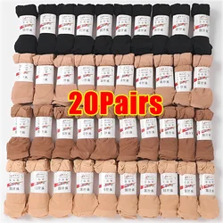 1/20Pairs Ultra Thin Women Socks Summer Transparent Crystal Silk Socks Sexy Elastic Silky Short Girls Ankle Invisible Socks