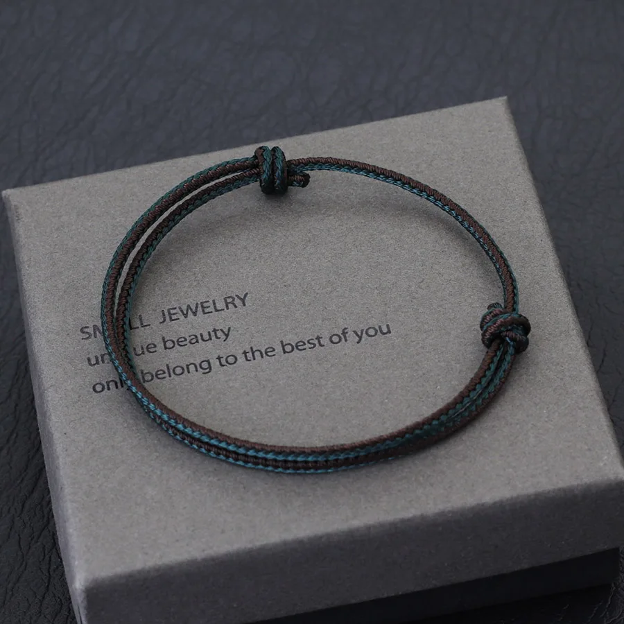 Simple Grade A Knitted Rope Bracelet Men Women Handmade Sliding Adjustable Ethnic Cord 5 Colors Bilayer Braclet Mother Day Gift