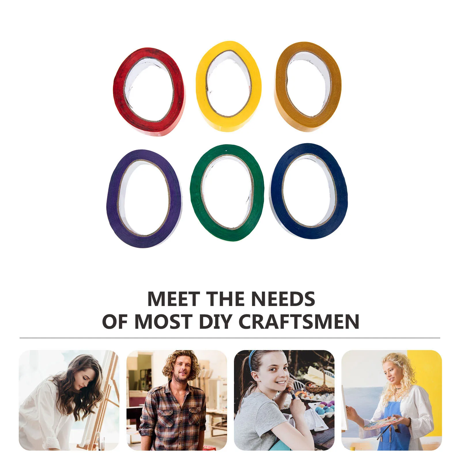 مجموعة 6 لفات من شريطٌ لاصق ملون، لاصق لامع يمكنك صنعه بنفسك، شريط رسام قابل للإزالة ولا يترك بقايا للمنزل #5