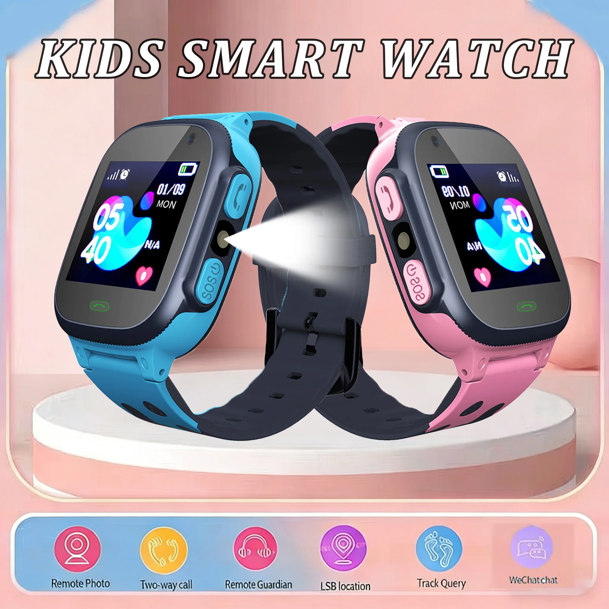 

Kids Smart Watch 2026 Men Women 1.44 Inch HD Screen SOS GPS LED Flashlight Two-Waycalling Mathematical Calculation Smartwatch