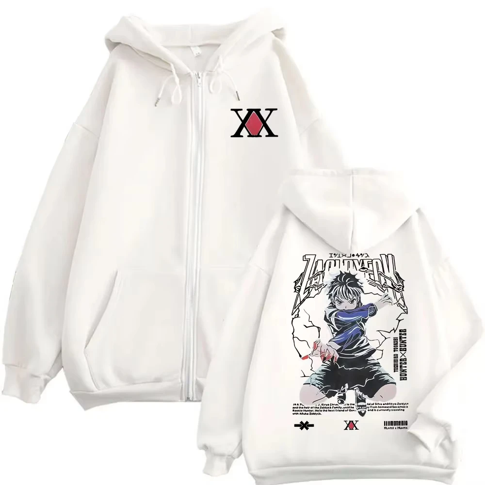 أنيمي هنتر X هنتر قلنسوة بسحاب كيلوا Zoldyck الرسم زمم سترة معطف الرجال النساء الملابس عادية المتضخم كنزة بغطاء رأس من الصوف