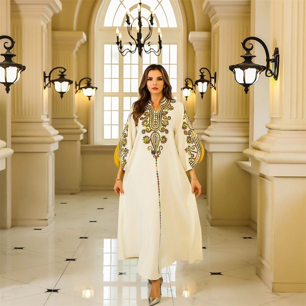 

Embroidery Abayas Women Muslim Dress Dubai Kaftan Eid Ramadan Caftan Marocain Femme Robe Kebaya Islam Clothing Evening Jalabiya