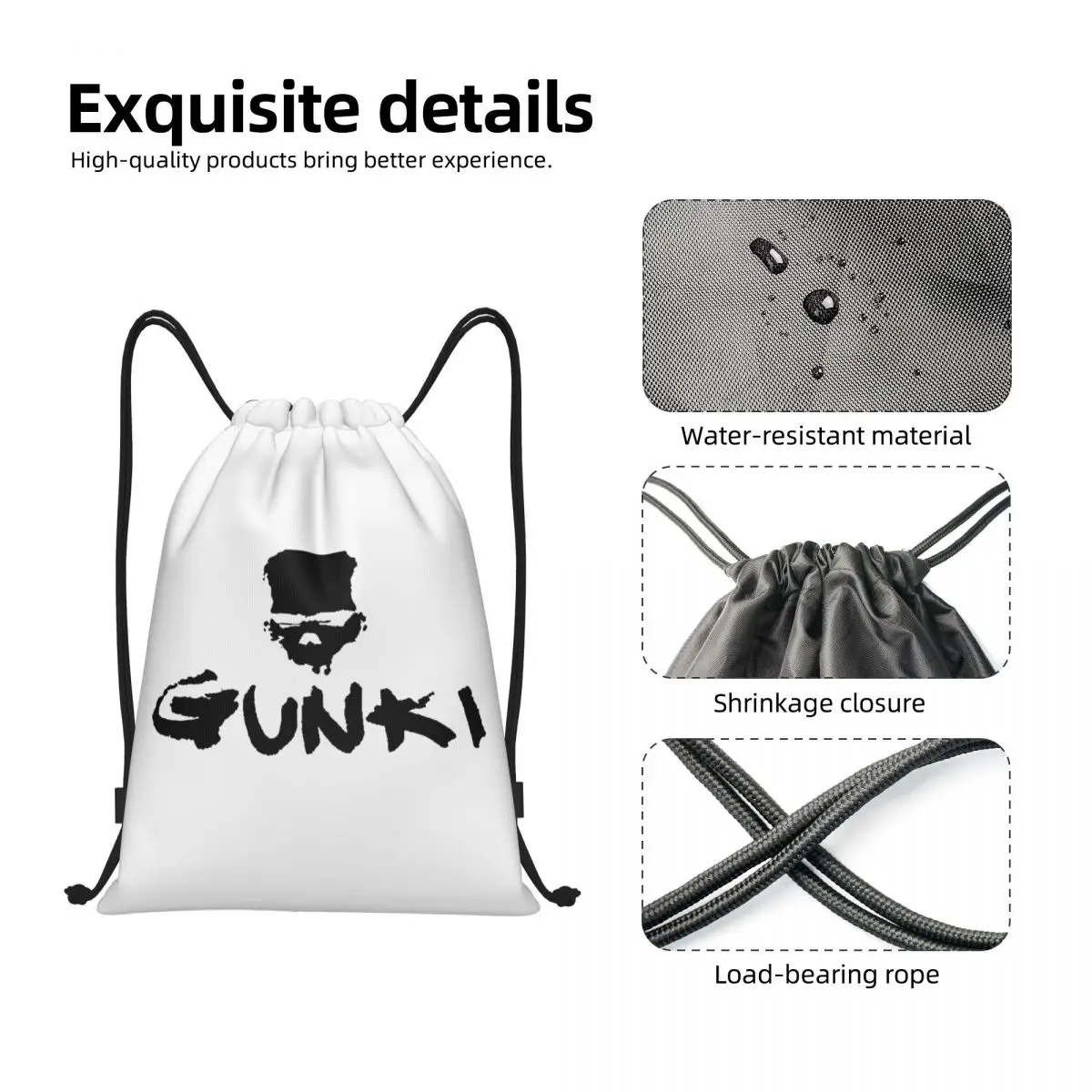 Gunkis Fish Drawstring Backpack Sports Gym Bag for Men Women Fishing Rod Training Sackpack