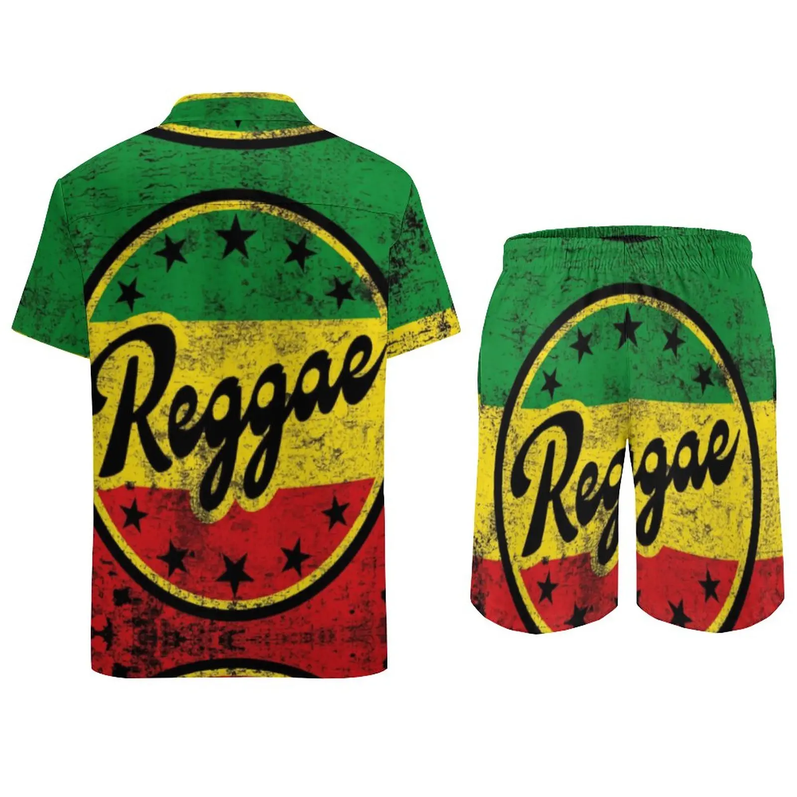 Reggae, Rastafari Vlag, reggae Vlag Kleuren Mannen Strand Pak Vintage 2 Stuks Coördinaten Hoge Kwaliteit Zwemmen Eur Maat