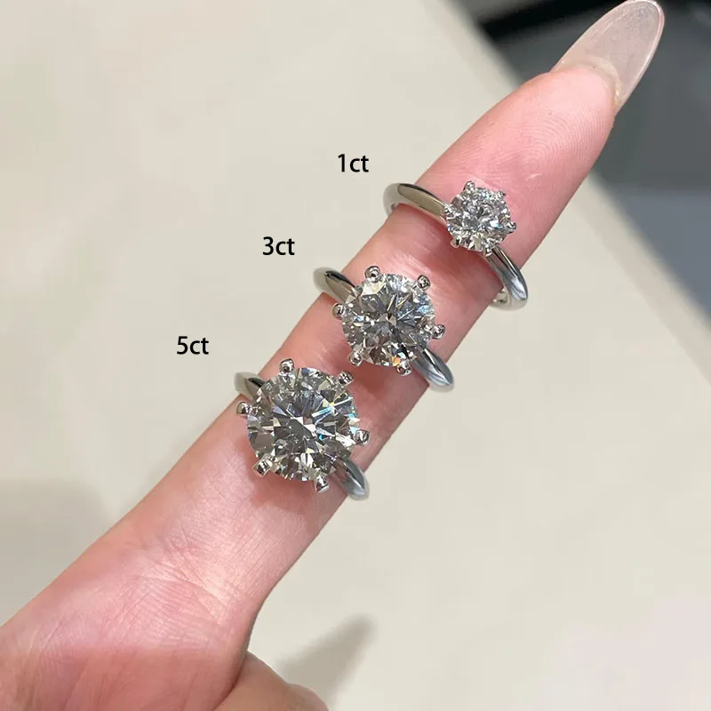 14K/ 10K White Gold Round Cut Lab Grown Diamond Engagement Ring vvs F 5 Ct CVD diamond ring Lab Diamond Engagement Rings IGI