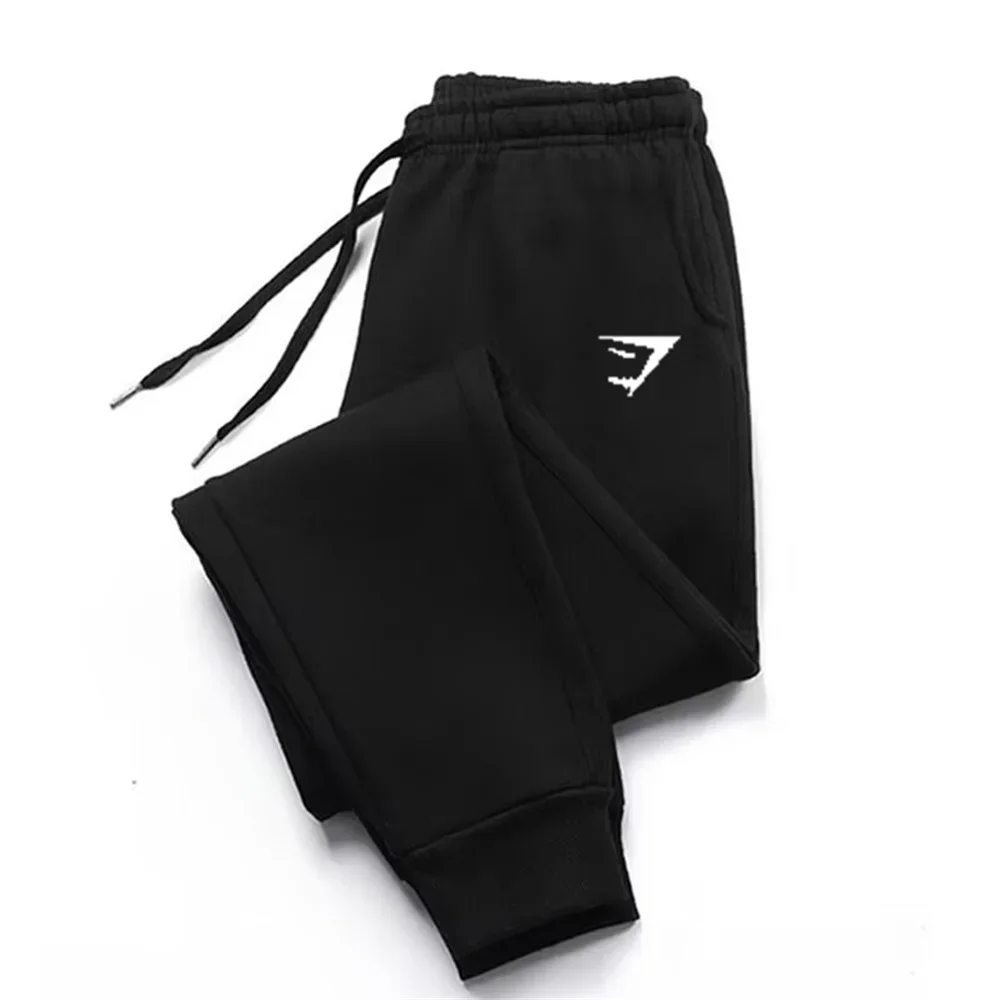 Men's autumn and winter fashion sports pants fleece drawstring jogging pants Fashion printed fitness pants casual pants