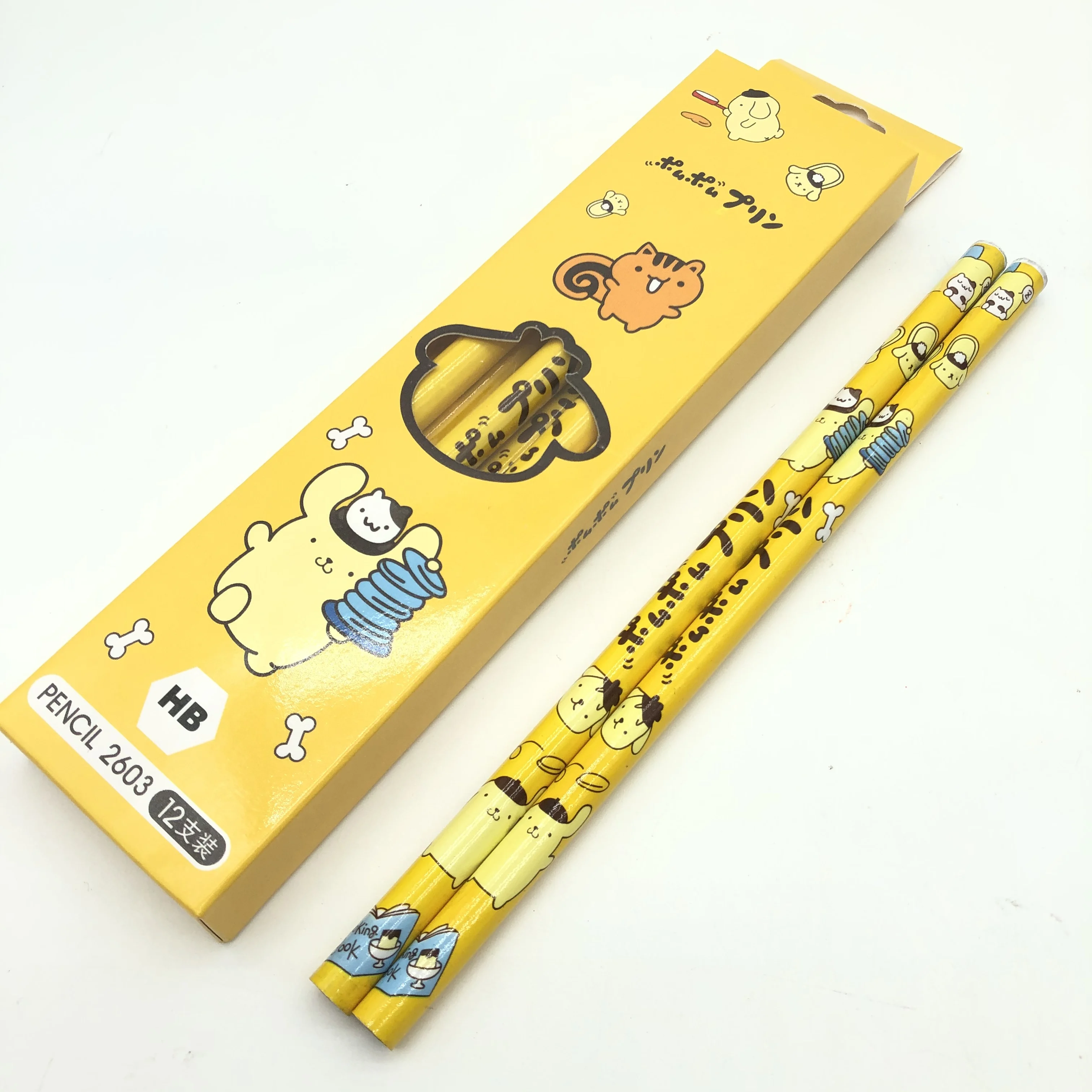 Sanrio HB pencil Hello Kitty KUROMI MELODY pompurin set alat tulis tidak beracun untuk anak-anak anime Jepang hadiah anak-anak