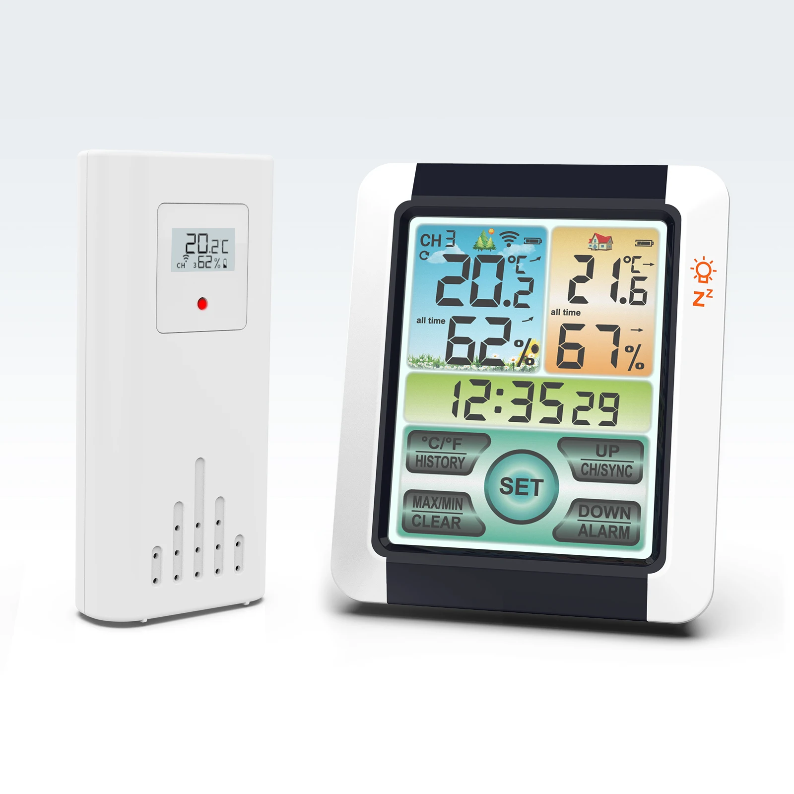 Digital Weather Station Clock Indoor Outdoor previsioni del tempo barometro termometro igrometro con sensore esterno Wireless