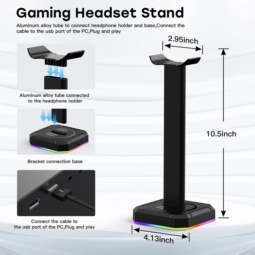 Gaming Headphone Support Holder Portable Headsets Storage Stand RGB Earphones Hanger Rack Bluetooth Headphones Vertical Bracket