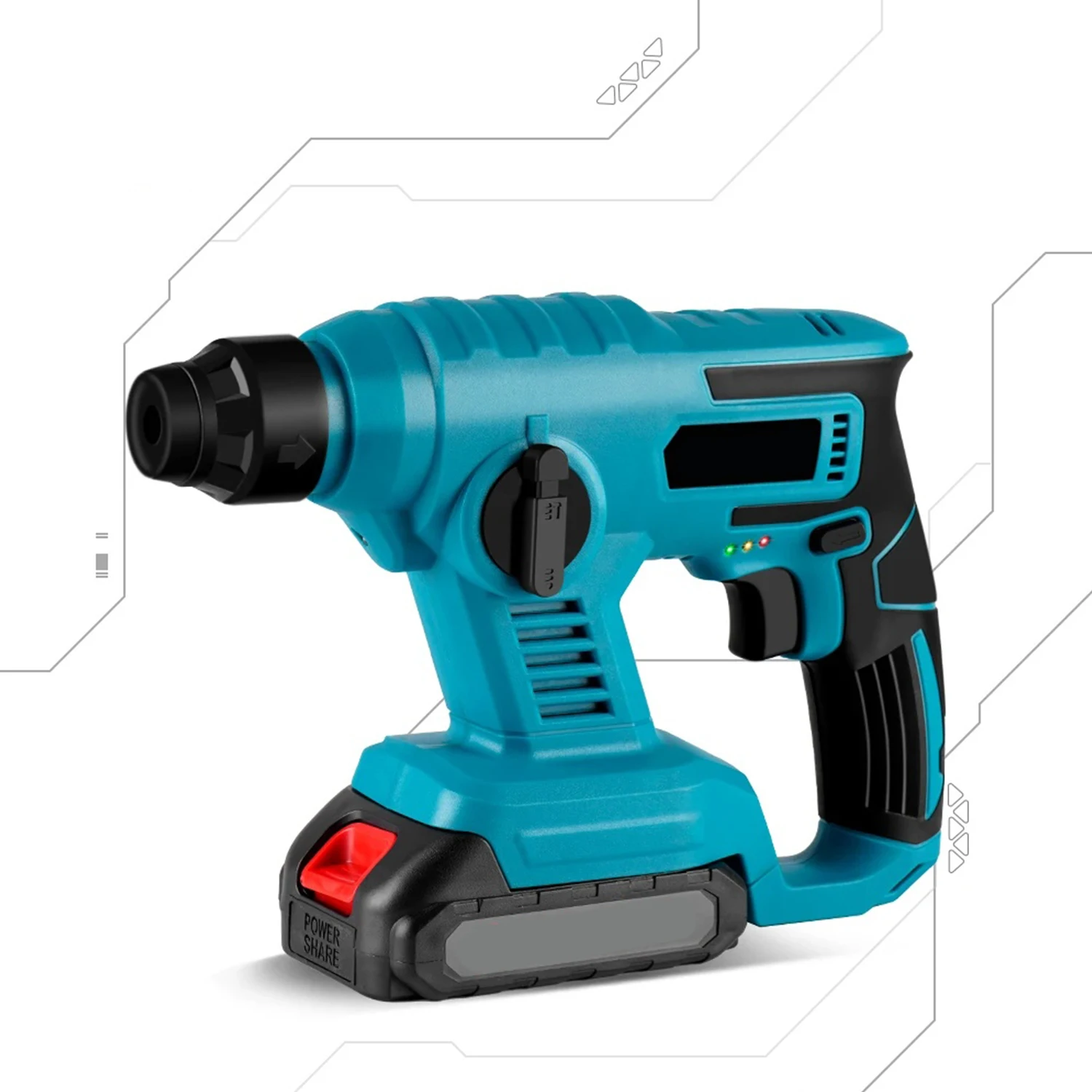 3600RPM Electric Rotary Hammer Rechargeable Cordless Multifunction Hammer Impact Drill Power Tool