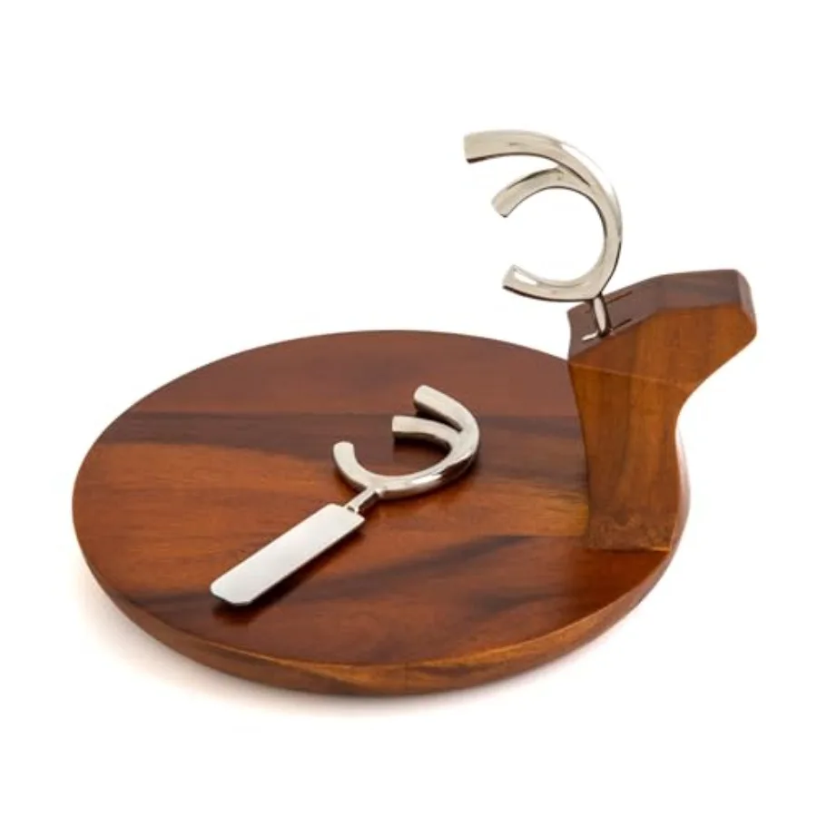 

Nambé Holiday Rndeer Platter Designer Acacia Wood Tray with Sculptural Silver Alloy Antler Spreaders Elegant Christmas Servewar