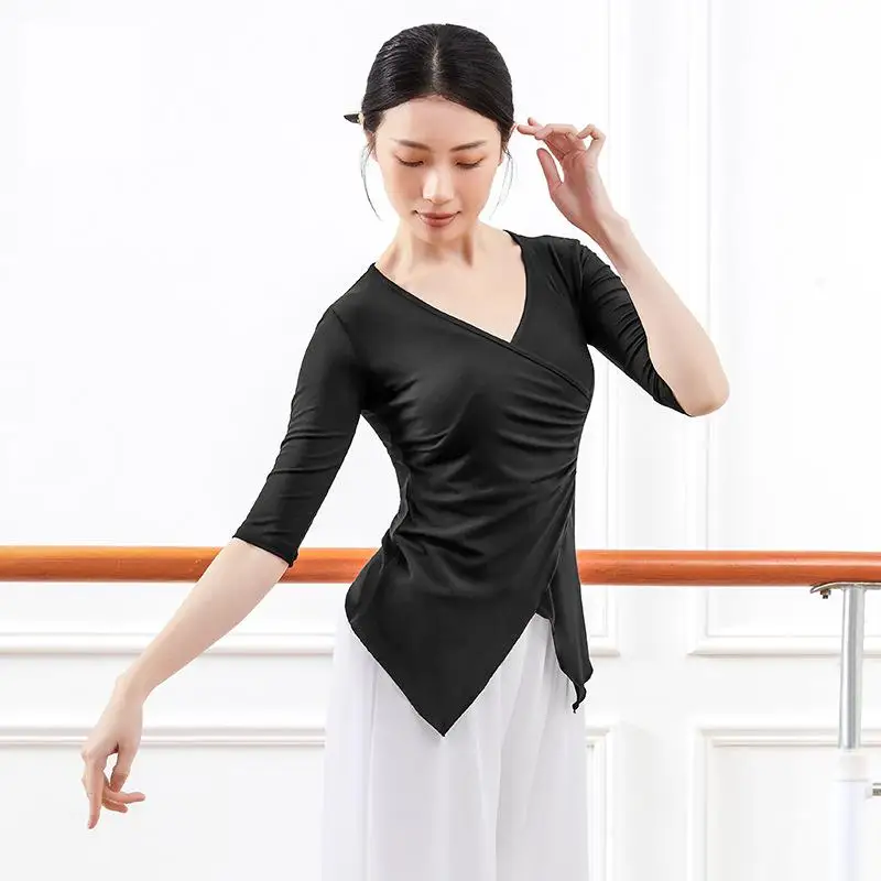 Vêtements de danse latine pour femmes adultes, hauts de danse de salon, Style chinois, vêtements de pratique de danse moderne, Costume de danse ethnique classique