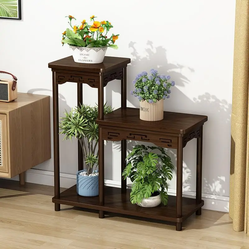 

Подставка для цветов из цельного дерева, китайский цветочный стол, балкон, бытовая полка от пола до потолка для гостиной, сочный зеленый укроп Po