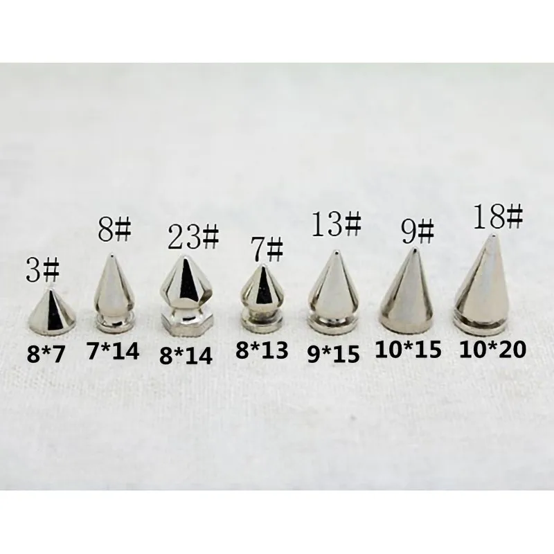 5-29mm Silver Metal Spikes Corns Garment Rivet Studs With Screws For Bag Hat Bracelet Shoe Leather Carft Chocker DIY Accessories