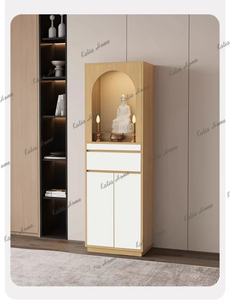 FG   Minimalist Buddhist Scene Small God of Wealth Shrine Cabinet Shrine Standing Cabinet Household Offering Shangxiang Ta