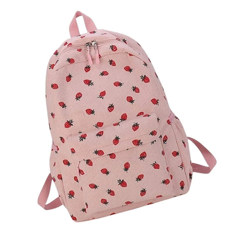 Strawberry Backpack Student School Backpack Laptop Backpack untuk Wanita Remaja Dropship